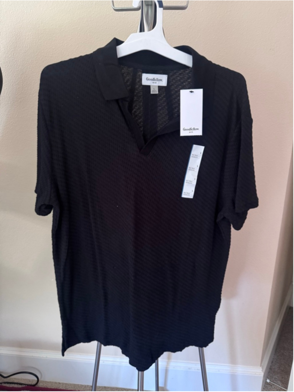 Men's Goodfellow & Co Black Short Sleeve Polo Shirt L